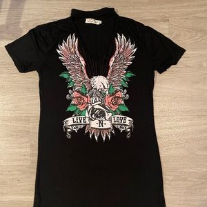 Open Chest Mini Dress in Black